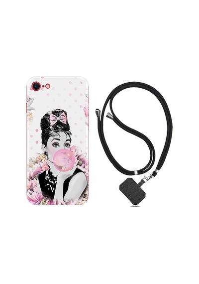 Apple Uyumlu iPhone 6 6S Kılıf Boyun Askılı Audrey Glue 1420