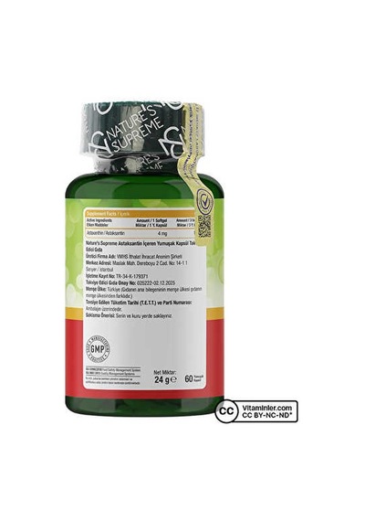 Nature's Supreme Astaxanthin 60 Kapsül
