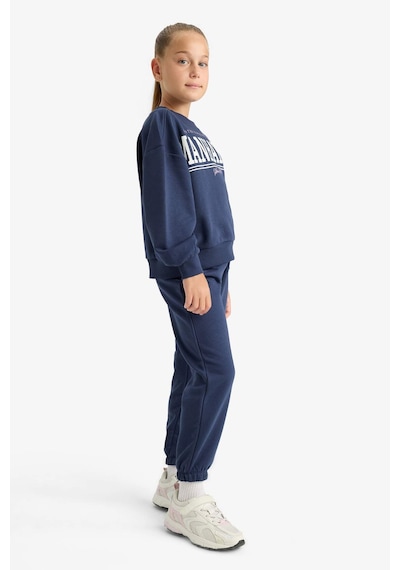Defacto Kız Çocuk 2li Takım Baskılı Sweatshirt Eşofman Altı E6416a825aunv256 Lacivert