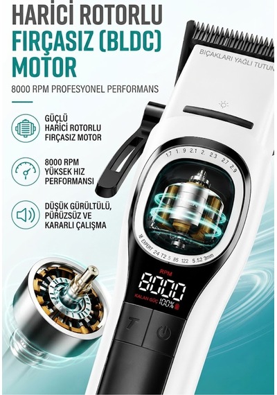 V-888c Profesyonel Saç Sakal Kesme, Tıraş Makinesi Outer Rotor Bldc Motor Seramik Bıçak Clipper - Beyaz V-888c Profesyonel Saç Sakal Kesme, Tıraş Makinesi Outer Rotor Bldc Motor Seramik Bıçak Clipper - Beyaz