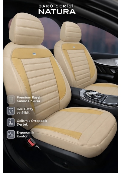 Ford Fiesta Hachback Hb 2009-2012 Uyumlu Tegin Natura Serisi Raşel Bej Koltuk Kılıfı
