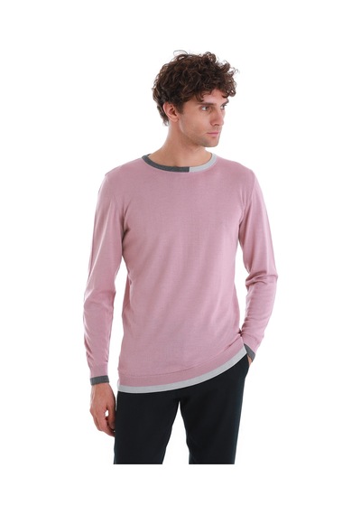 Hatemoğlu Pembe Regular Fit Düz Bisiklet Yaka Yünlü Triko Kazak 34122023a001 014 Pembe