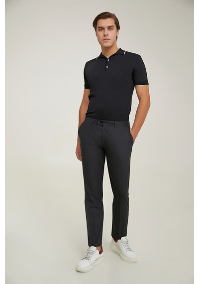 D's Damat Ds Damat Comfort Fit Siyah Düz Travel Kumaş Pantolon 5he03ob35322m 001