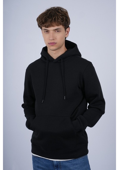 Sportuel Erkek Siyah 6506 Js Kapşonlu 3 İplik Basic Sweatshirt Jsswtk25e000005-siyah