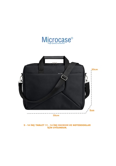 Microcase Honor Pad 10 12.1 İnch Tablet Apple Uyumlu Macbook Laptop Çantası 2 Bölmeli Siyah Al5559 Laptop Çantası