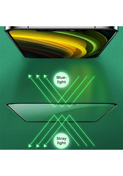 Ally Apple Uyumlu   iPhone 12 Pro Max Anti -Blue Green Light Göz Korumalı Siyah