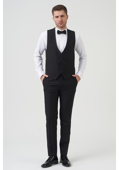 White Stone New York D2401 Slim Fit 6 Drop Takım Elbise Siyah - Siyah