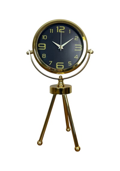 Vintage Prestige Üç Ayaklı Metal Masa Saati Gold