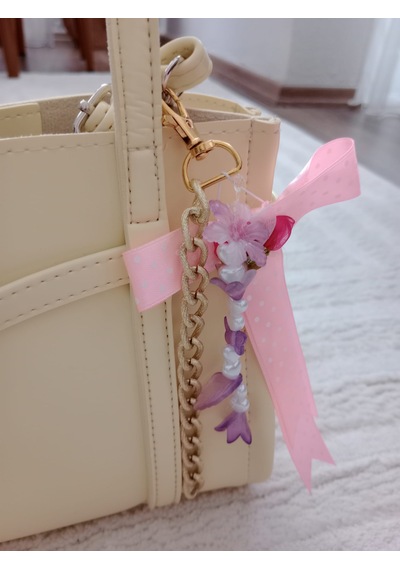 Wisheratelier Kurdela Detaylı Çanta Charmı Pembe