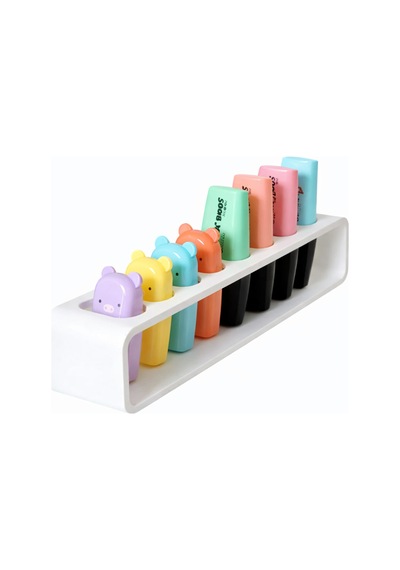 7 Adet Kapasiteli Masaüstü Kalem & Fosforlu Kalem Standı Çok Amaçlı Organizer Pastel & Standart Çok Renkli