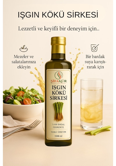 Şifakür Işgın Kökü Sirkesi 500ml Doğal Fermente Katkısız Mutfak Ve İçim