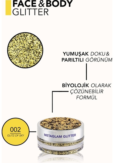 Metaglam Doğada Çözünebilen Yoğun Işıltılı & İpeksi Dokulu Vücut Simi 8682536081863 002 Glıtz Of Sky