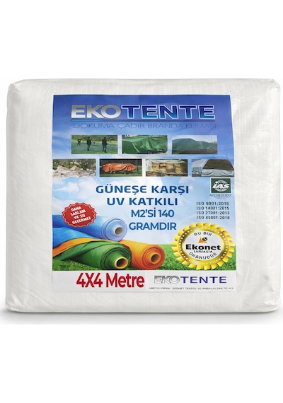 4x4 Metre Beyaz Pvc Branda Su Geçirmez Gölgelik Çadır Tente Dayanıklı Bahçe Balkon Kamp Örtüsü