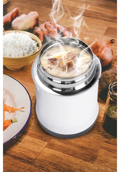 Beyaz 304 Çelik 560 Ml Vakum Yemek Mama Saklama Termosu Cin72 Beyaz