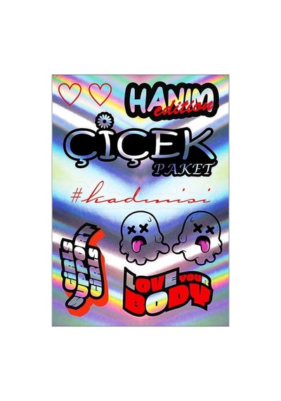 A5 Hologram Sticker 086 Tek Paket Çoklu Sticker Siyah