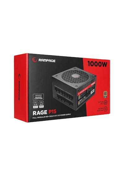 Rampage RAGE P15 1000W 80+ Gold APFC HDB Fan ATX3. Güç Kaynağı