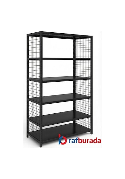 6 Katlı Renkli Tel Kafesli Dekoratif Çelik Raf - Çiçeklik Rafı, Ofis Rafı 0,70 Mm Mavi-43x75 Cm-150 Cm