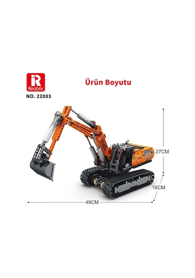 Reobrix Technic 22003 Excavator Kazıcı Kumanda&motorlu Yaratıcı Yapı Blok Seti Building Blocks - 1106 Parça
