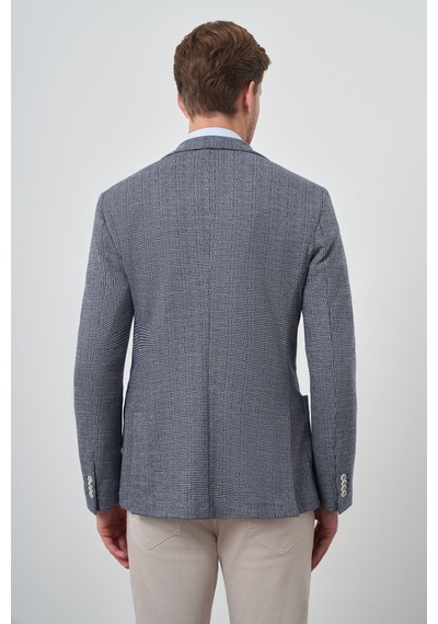 Morven Erkek Lacivert Örme Slim Fit Mono Yaka Ceket 25ms002021200 Lacivert