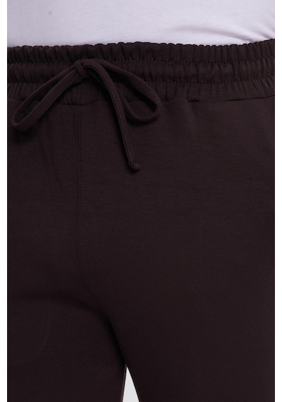 Tudors Erkek Slim Fit Dar Kesim Beli Bağcıklı 3 Cepli Geniş Paça Koyu Kahve Eşofman Altı-41912 Koyu Kahve