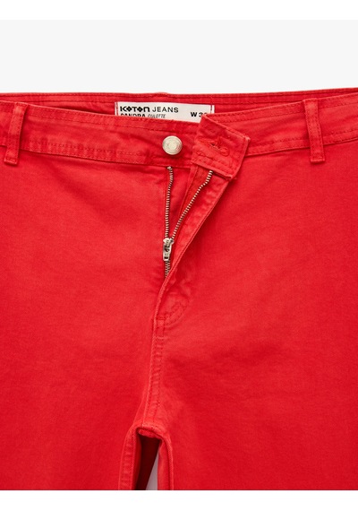 Koton Normal Bel Rahat Kalıp Kesik Paça Jean Pantolon - Culoette Jean Kırmızı 6sal40004mw Koton Normal Bel Rahat Kalıp Kesik Paça Jean Pantolon - Culoette Jean Kırmızı 6sal40004mw
