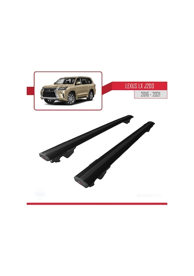Lexus Lx J200 2016-2021 Arası İle Uyumlu Hook Model Anahtar Kilitli Ara Atkı Tavan Barı Siyah