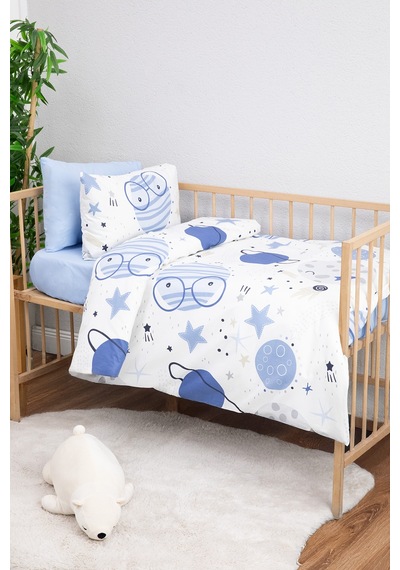 Astromini %100 Pamuk Bebek Nevresim Takımı - Mavi
