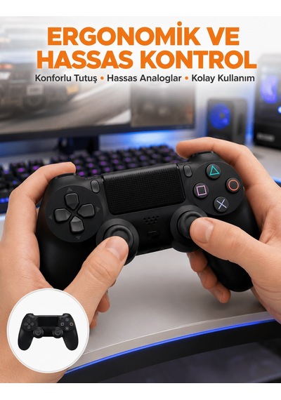 Kablosuz Ps4 Oyun Kolu Çift Titreşimli Motor, Uzun Pil Ömrü Ve Hassas Kontrol Yeni Nesil Aklby-bsva58