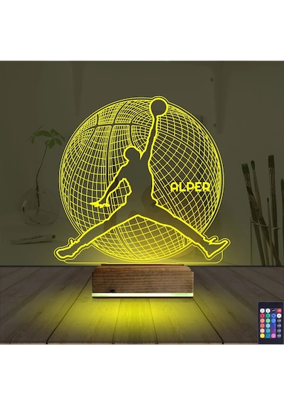 Luvivia Basketbol Nba Jordan Kişiye Özel 3d Lamba - Masa Gece Lambası