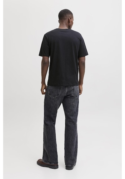 Jack & Jones Erkek Bisiklet Yaka Grafik Baskılı Tişört SIYAH