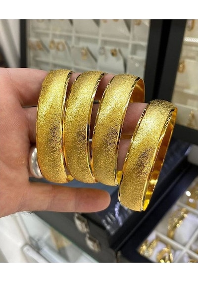 3 Adet Altın Kaplama Bilezik Çok Şık Kararma Solma Yapmaz 2 Yıl Garantili Gold