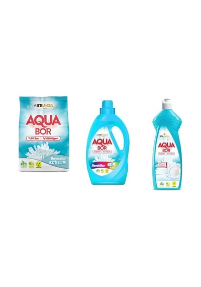 Aquabor Doğal Mineralli 4 Kg Beyaz + Sıvı Renkliler + Elde Bulaşık 3 Lü Set 34414288