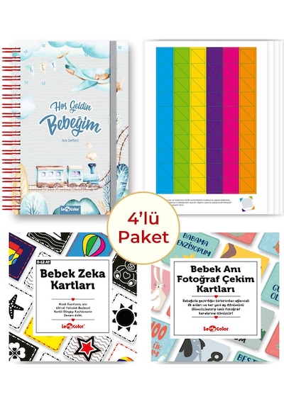 Bebek Anı Defteri Erkek Stickerlı + Çekim Ve Zeka Kartları Seti