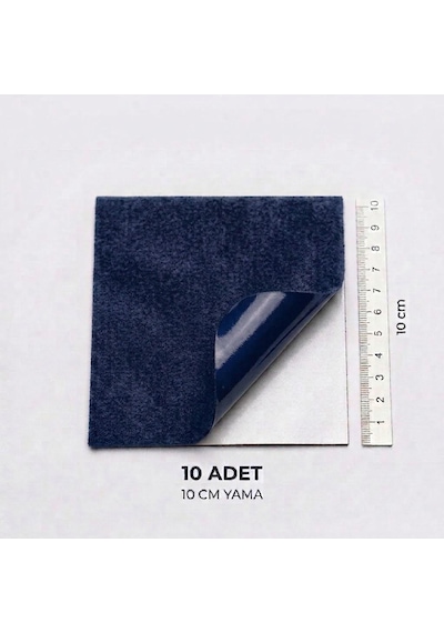 Halfart Kendinden Yapışkanlı Alcantara Tamir Yaması 10x10 Cm 10 Adet Süet Kumaş Deri Koltuk Araba Onarım Yaması Lacivert