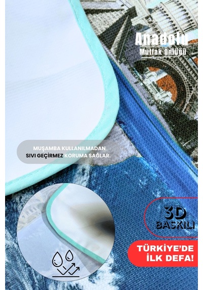 Anadolu 3 Boyutlu Mutfak Önlüğü 3d Baskılı Mutfak Önlüğü Sıvı Su Geçirmez Mutfak Önlüğü Dünya