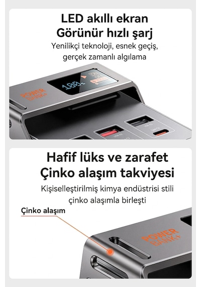 50000mah Powerbank 30 Pd 22.5 Qc/scp Hızlı Şarj Dijital Göstergeli Taşınabilir Şarj Cihazı