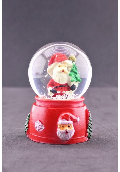 Noel Baba Ve Çam Ağacı Temalı Mini Boy Işıklı Yılbaşı Kar Küresi