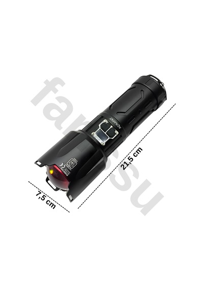 Everton Rt-t709 Profesyonel Fener - 4 Adet 18650 Model Pil Dahil - 10400 Mah Powerbank Siyah