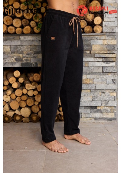 Kly Gd Goldoremi Premium Erkek Kışlık Pamuklu Polar Cepli İpli Eşofman/pantolon/pijama Altı Siyah