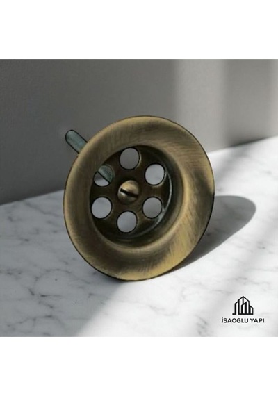 İsaoğlu Yapı Antik Gold Lavabo Gideri Eskitme Süzgeç Antik Gold Vida Dahil Gold Altın