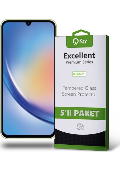 Samsung Galaxy A34 ile Uyumlu Temperli Ekran Koruyucu Kırılmaz Cam Ekonomik 5'li Paket