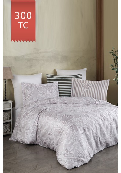 Varol Royal Saten 300tc Nevresim Takımı Çift Nevresimli Family Size - Grida Çok Renkli