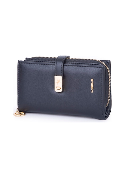 Nas Bag Kadın Orta Boy Kartlık Kağıt Para Ve Bozuk Para Tasarımına Sahip Siyah Dona 16x9 Cm Siyah