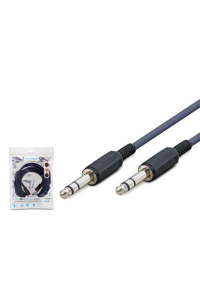 3 Metre 6.3mm Stereo Çivi Jack 1/4" Trs Erkek-erkek Kablo