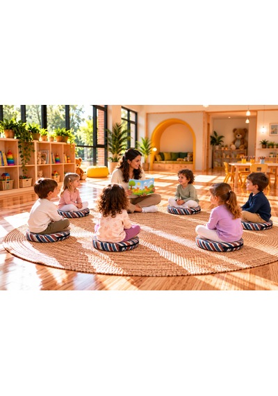 Kreş Anaokulu Yuvarlak Oyun Minderi Aktivite Minderi 40x40x5 Cm - Sandalye Minderi - Bahçe Dekor Minderi Yuvarlak Minder Lacivert