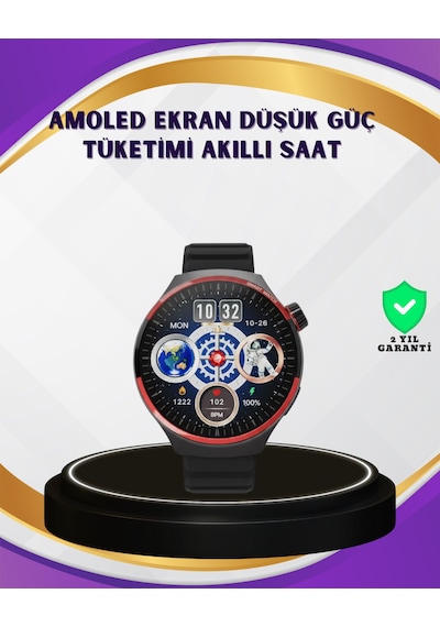 Dokunmatik Akıllı Saat Kablosuz Şarj Amoled Ekran