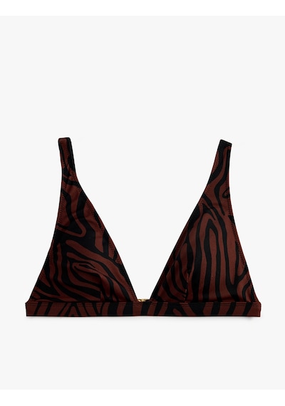 Koton V Yaka Zebra Desenli Bralet Bikini Üstü Kahverengi Desenli 6sak10133mm