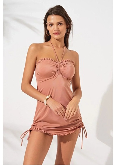 Jersey Soft Straplez Elbise Mayo Dlx-231128 Çok Renkli