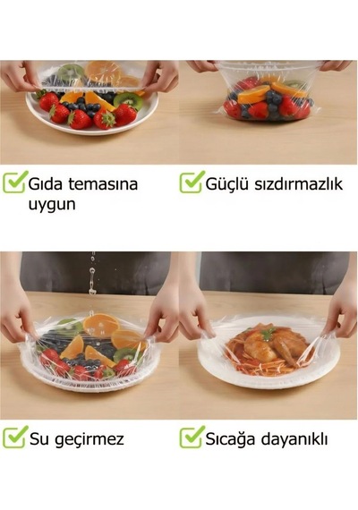 100 Adet Pratik Tazeliği Koruyan Tencere Ve Tabak Bonesi Çok Amaçlı Kapak Gıda Bonesi Beyaz