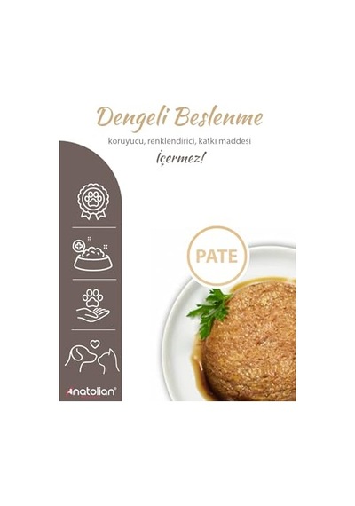 Anatolian Premium Adult Lamb Pate Kuzulu Yetişkin Ezme Kedi Konservesi 400 Gr X 12 Adet 100 G